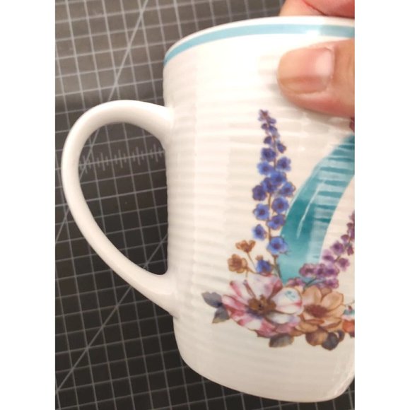 Lisa Audit Letter "C" Mug Cup Ribbed Floral Initial Words Cotton Candy Cartoon.. - Picture 4 of 8